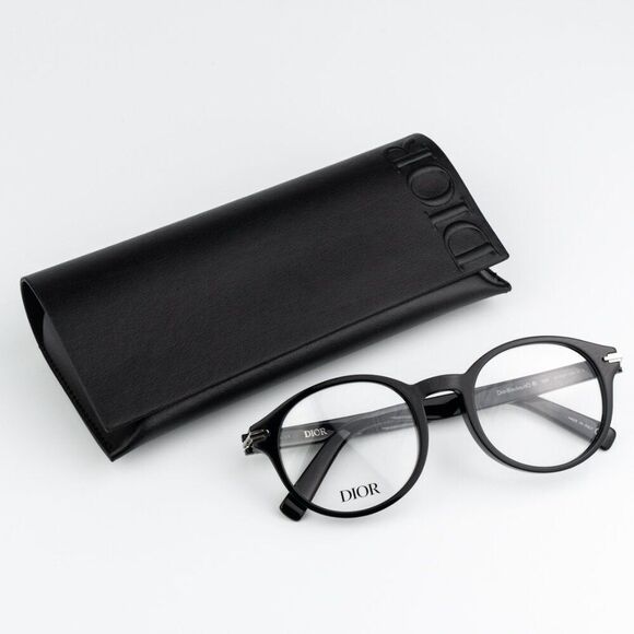 NEW Dior DIORBLACKSUITO RI 1000 Shiny Black Unisex Round Eyeglasses
